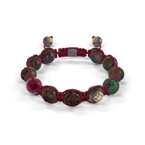 Shamballa Jewels - Black Gold, Ruby, Marble & Ebony 10mm Braided Bracelet