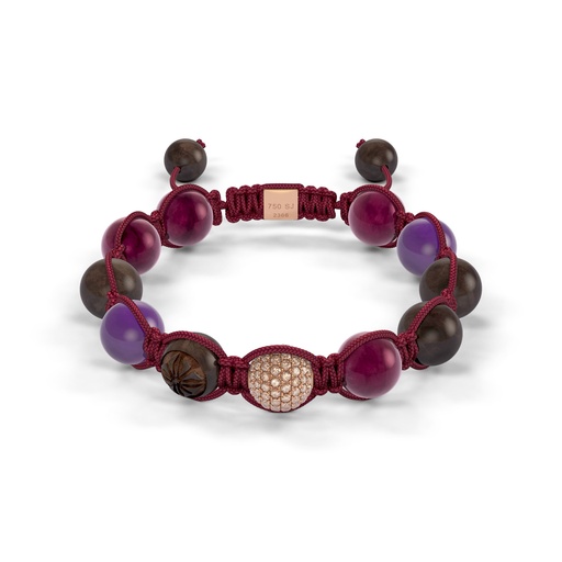 Shamballa Jewels Yellow Black & Wood Diamond Ruby & Amethyst 10mm Braided Bead Bracelet