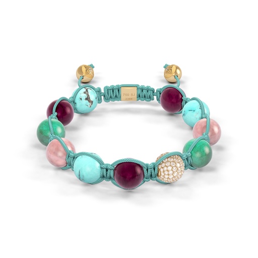 Shamballa Jewels Yellow Gold Diamond Sapphire Ruby Emerald & Turquoise 10mm Braided Bead Bracelet