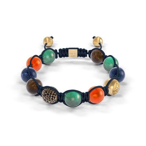 Shamballa Jewels Rose Gold Diamond Sapphire Emerald & Carnelian 10mm Braided Bead Bracelet