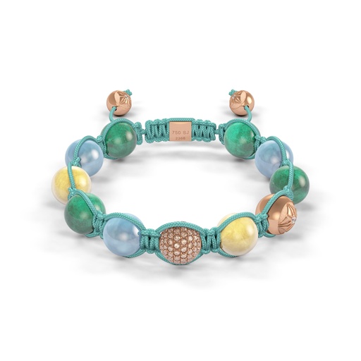 Shamballa Jewels Rose Gold Diamond Sapphire Emerald & Aquamarine 10mm Braided Bead Bracelet