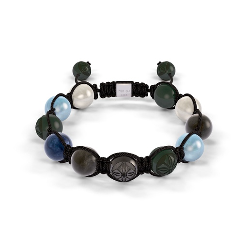 Shamballa Jewels Black Gold Diamond Sapphire & Aquamarine 10mm Braided Bead Bracelet