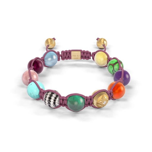 Shamballa Jewels White & Yellow Gold Diamond Sapphire Ruby Emerald Amethyst Turquoise Carnelian & Aquamarine 10mm Braided Bead Bracelet