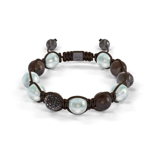 Shamballa Jewels Black Gold Diamond & Sapphire 10mm Braided Bead Bracelet