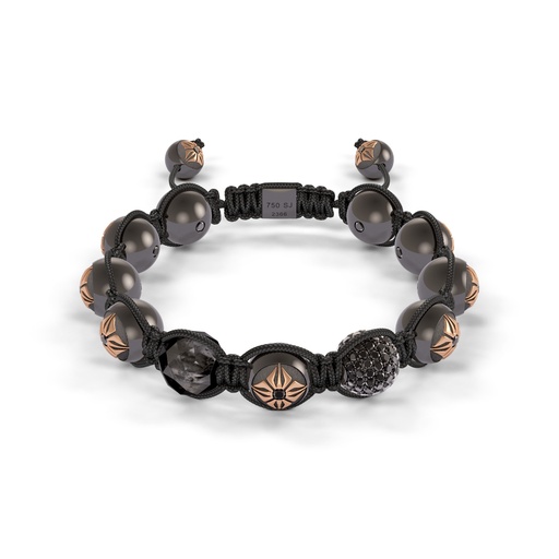 Shamballa Jewels Rose & Black Gold Diamond 10mm Braided Bead Bracelet