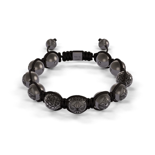 Shamballa Jewels Black Gold Diamond 10mm Braided Bead Bracelet