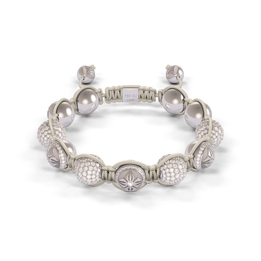 Shamballa Jewels White Gold Diamond 10mm Braided Bead Bracelet