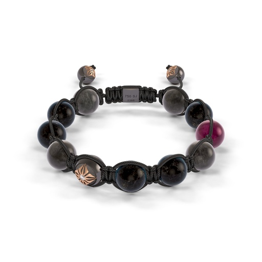 Shamballa Jewels Rose & Black Gold Diamond Sapphire Ruby & Jade 10mm Braided Bead Bracelet