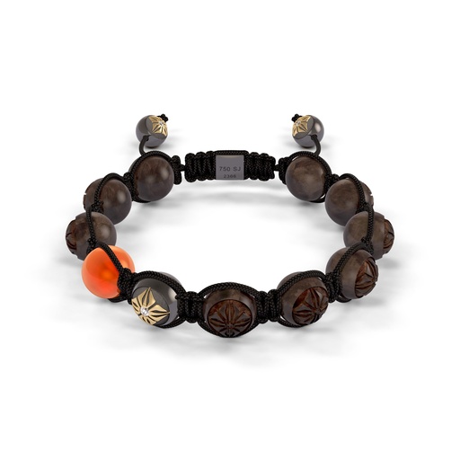 Shamballa Jewels Yellow Black & Wood Diamond & Carnelian 10mm Braided Bead Bracelet