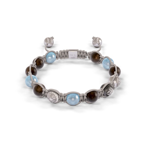 Shamballa Jewels White & Black Gold Diamond Sapphire & Aquamarine 8mm Braided Bead Bracelet
