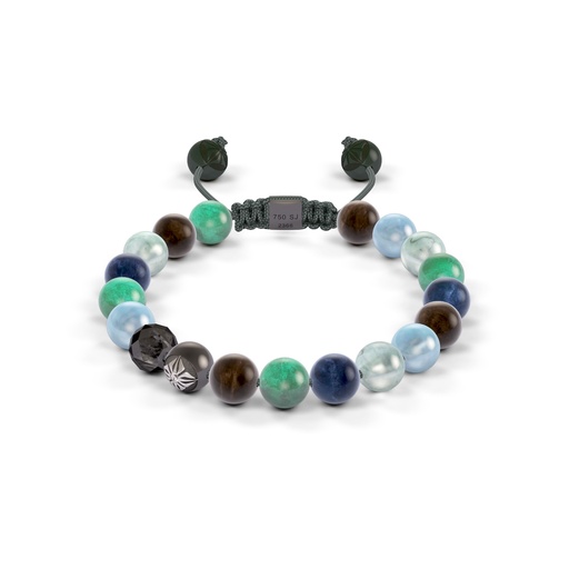 Shamballa Jewels Black & Ceramic Diamond & Sapphire 8mm Non-Braided Bead Bracelet