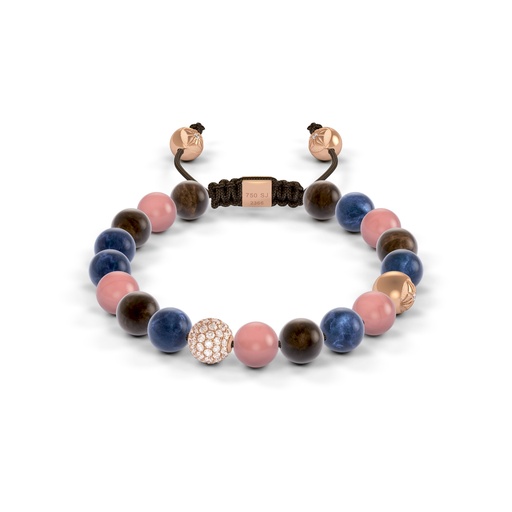 Shamballa Jewels Rose Gold Diamond Sapphire Amethyst & Guava 8mm Non-Braided Bead Bracelet
