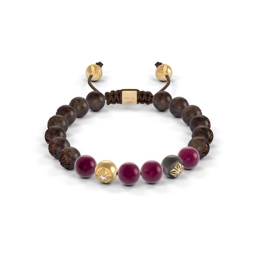 Shamballa Jewels Yellow Black & Wood Diamond & Ruby 8mm Non-Braided Bead Bracelet