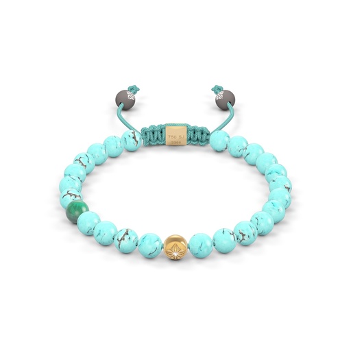 Shamballa Jewels Yellow Gold Diamond Emerald & Turquoise 6mm Non-Braided Bead Bracelet