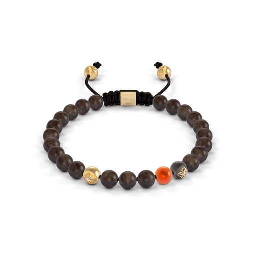 Shamballa Jewels Yellow & Black Gold Diamond & Carnelian 6mm Non-Braided Bead Bracelet