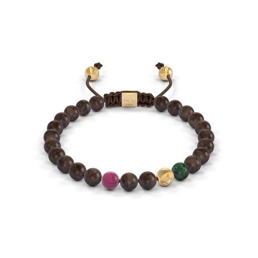 Shamballa Jewels Yellow & Wood Diamond Ruby & Marble 6mm Non-Braided Bead Bracelet