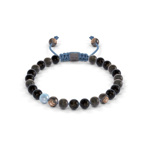 Shamballa Jewels Yellow Gold Diamond Sapphire Jade & Aquamarine 6mm Non-Braided Bead Bracelet
