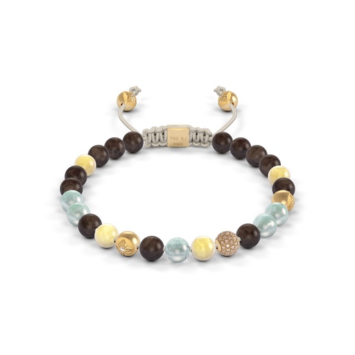 Shamballa Jewels Yellow & Wood Diamond & Sapphire 6mm Non-Braided Bead Bracelet