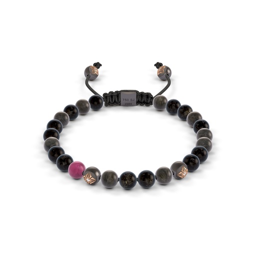 Shamballa Jewels Rose & Black Gold Diamond Sapphire Ruby & Jade 6mm Non-Braided Bead Bracelet