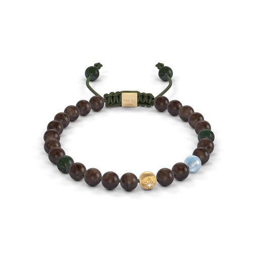 Shamballa Jewels Yellow & Wood Diamond & Aquamarine 6mm Non-Braided Bead Bracelet