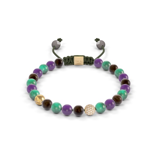 Shamballa Jewels Yellow Gold Diamond Sapphire Emerald & Amethyst 6mm Non-Braided Bead Bracelet