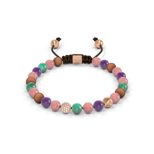 Shamballa Jewels Rose Gold Diamond Emerald & Amethyst 6mm Non-Braided Bead Bracelet