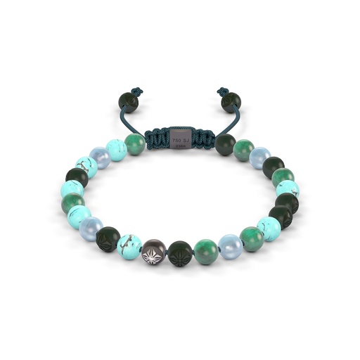 Shamballa Jewels White Black & Ceramic Diamond Emerald Turquoise & Aquamarine 6mm Non-Braided Bead Bracelet