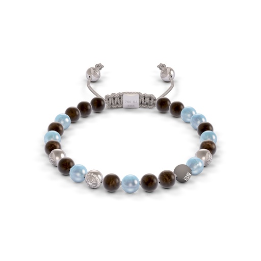 Shamballa Jewels White Gold Diamond Sapphire Emerald & Aquamarine 6mm Non-Braided Bead Bracelet