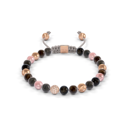 Shamballa Jewels Rose Gold Diamond & Sapphire 6mm Non-Braided Bead Bracelet