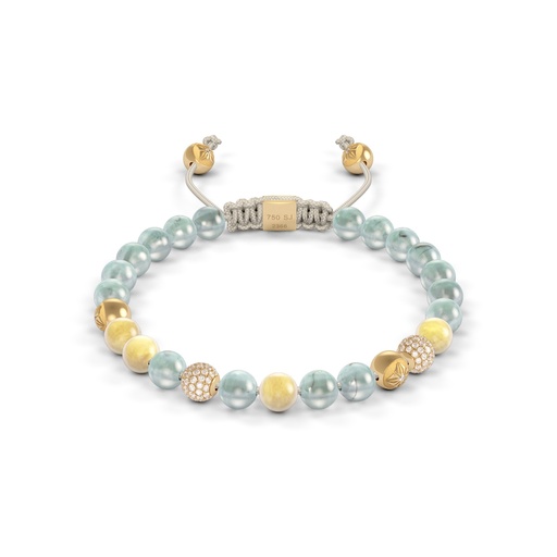 Shamballa Jewels Yellow Gold Diamond & Sapphire 6mm Non-Braided Bead Bracelet