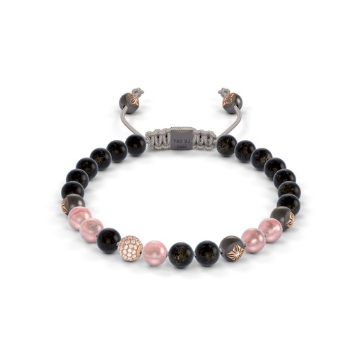 Shamballa Jewels Rose & Black Gold Diamond Sapphire & Jade 6mm Non-Braided Bead Bracelet