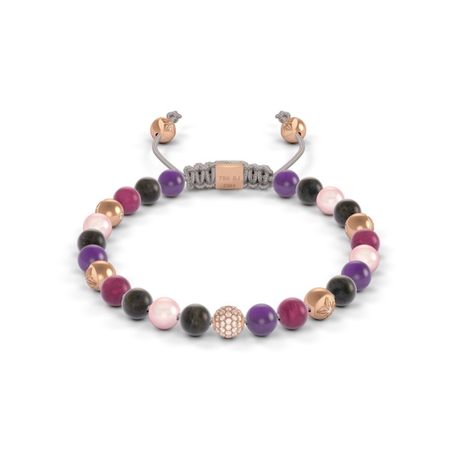 Shamballa Jewels Rose Gold Diamond Sapphire Ruby Amethyst & Pearl 6mm Non-Braided Bead Bracelet