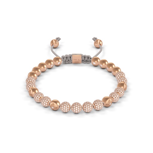 Shamballa Jewels Rose Gold Diamond 6mm Non-Braided Bead Bracelet