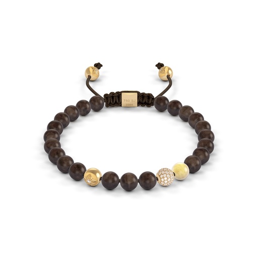 Shamballa Jewels Yellow & Wood Diamond & Sapphire 6mm Non-Braided Bead Bracelet