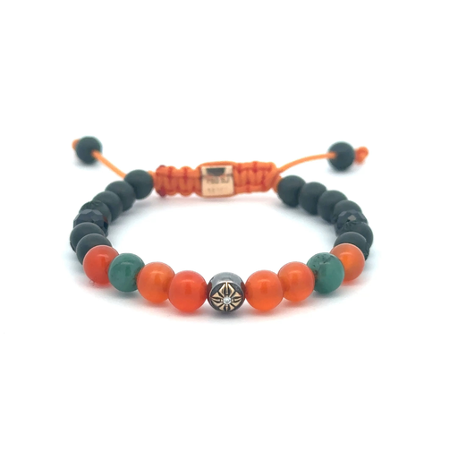 [18109] Shamballa Jewels - Black Gold Emerald, Carnelian & Spinel 6mm Non Braided Bracelet