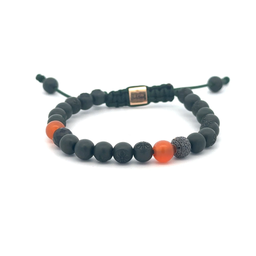[30437] Shamballa Jewels - Black Gold Black Diamond, Carnelian & Spinel 6mm Non Braided Bracelet
