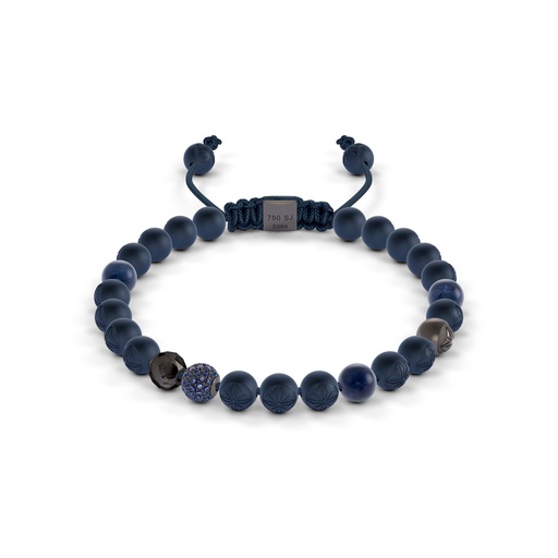 Shamballa Jewels Black & Ceramic Diamond & Sapphire 6mm Non-Braided Bead Bracelet