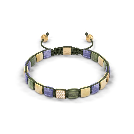 Shamballa Jewels Yellow Gold Diamond Sapphire & Tanzanite 6mm Lock Bead Bracelet