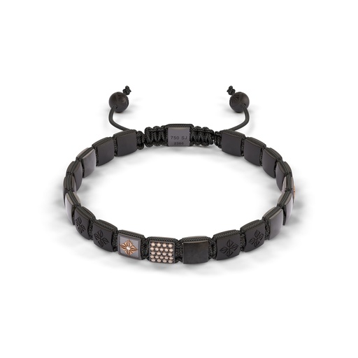 Shamballa Jewels Rose Black & Ceramic Diamond & Sapphire 6mm Lock Bead Bracelet