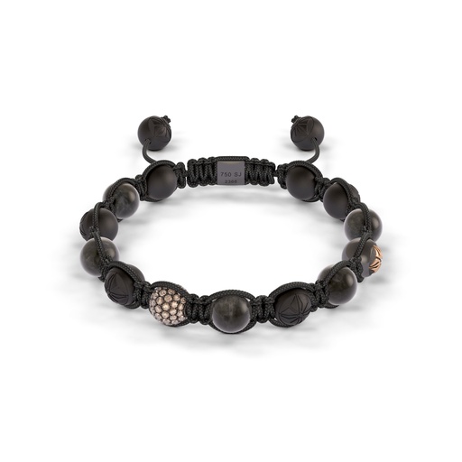 Shamballa Jewels Rose & Black Gold Diamond & Sapphire 8mm Braided Bead Bracelet