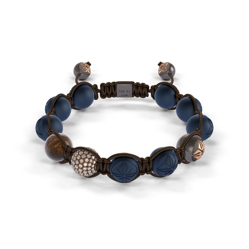 Shamballa Jewels Rose Black & Ceramic Diamond & Sapphire 10mm Braided Bead Bracelet