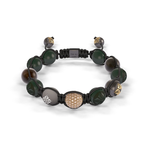 Shamballa Jewels Yellow Black & Ceramic Diamond & Sapphire 10mm Braided Bead Bracelet