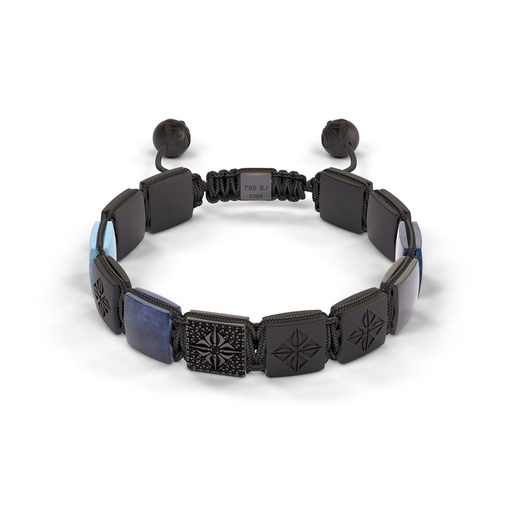 Shamballa Jewels White & Black Gold Diamond Sapphire & Aquamarine 10mm Lock Bead Bracelet