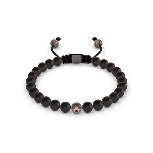 Shamballa Jewels Rose Black & Ceramic Diamond 6mm Non-Braided Bead Bracelet