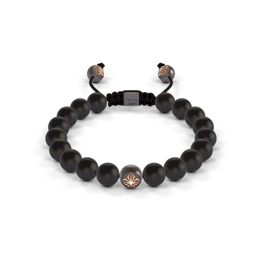 Shamballa Jewels Rose Black & Ceramic Diamond 8mm Braided Bead Bracelet