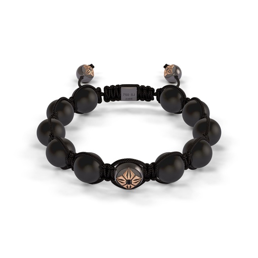 Shamballa Jewels Rose & Black Gold Diamond & Ceramic 10mm Braided Bead Bracelet