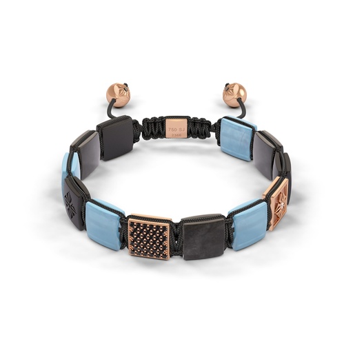 Shamballa Jewels Rose & Ceramic Diamond Sapphire & Aquamarine 10mm Lock Bead Bracelet