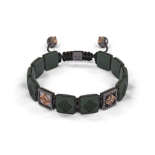 Shamballa Jewels Rose Black & Ceramic Diamond 10mm Lock Bead Bracelet