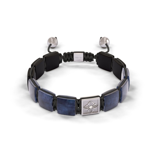 Shamballa Jewels White Gold Diamond & Sapphire 10mm Lock Bead Bracelet