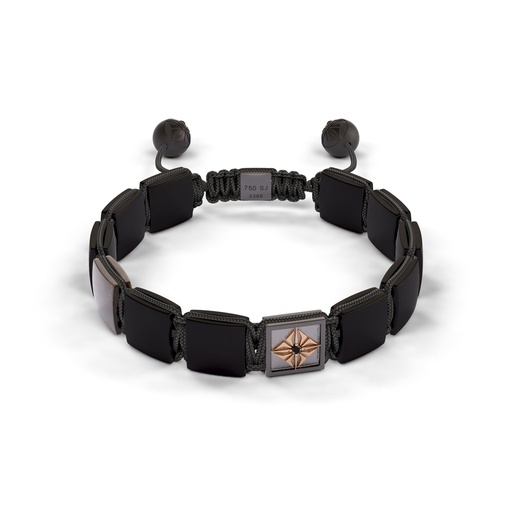 Shamballa Jewels Rose Black & Ceramic Diamond & Sapphire 10mm Lock Bead Bracelet